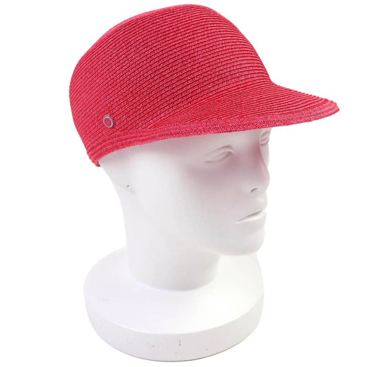 Hermes 221035n Emma Cap Geranium/rose/orange Crudo Cell Paper Hat 58 Made In