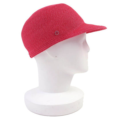 Hermes 221035n Emma Cap Geranium/rose/orange Crudo Cell Paper Hat 58 Made In