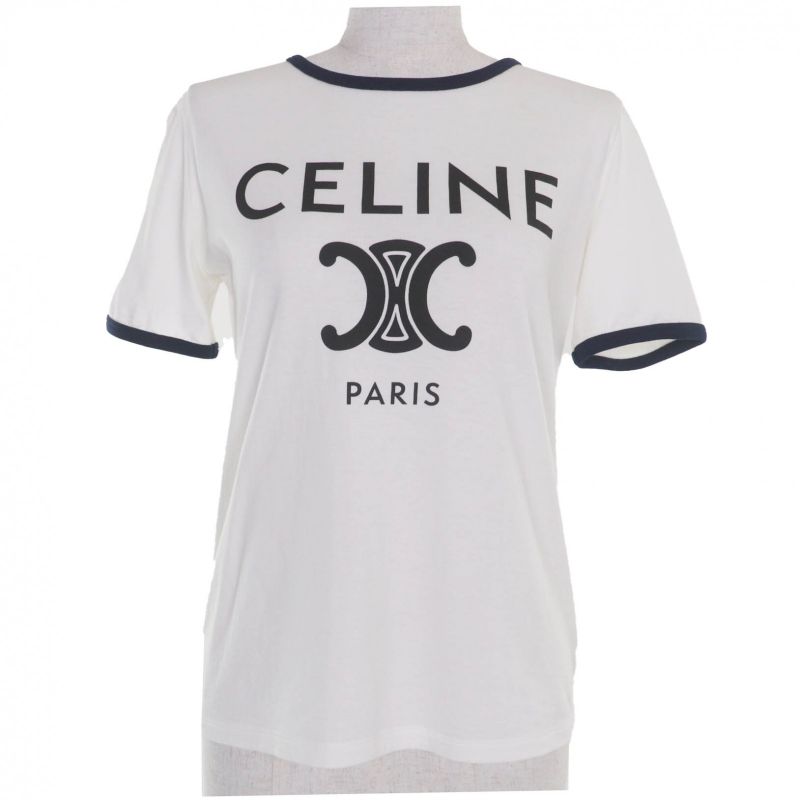 Celine 2x872671q 100% Cotton Eddy Period Celine Paris Triomphe Logo Print Crew
