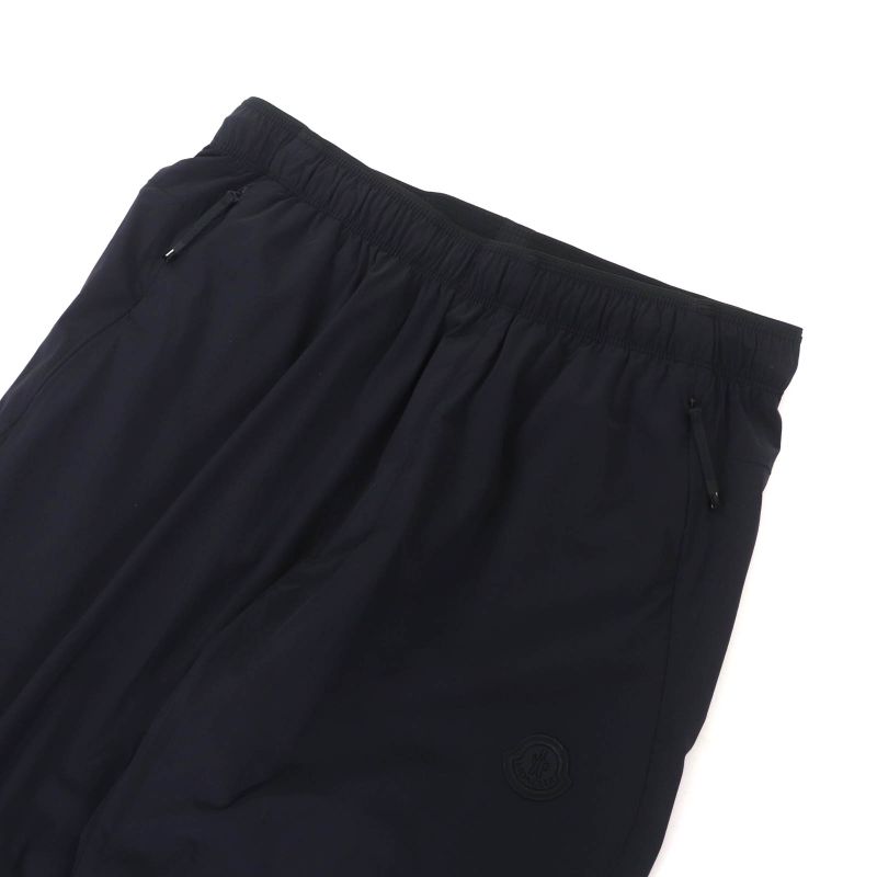 Moncler 2024 Pantalone Nylon Pants With Rubber Logo Patch Bottoms Black 44 Made