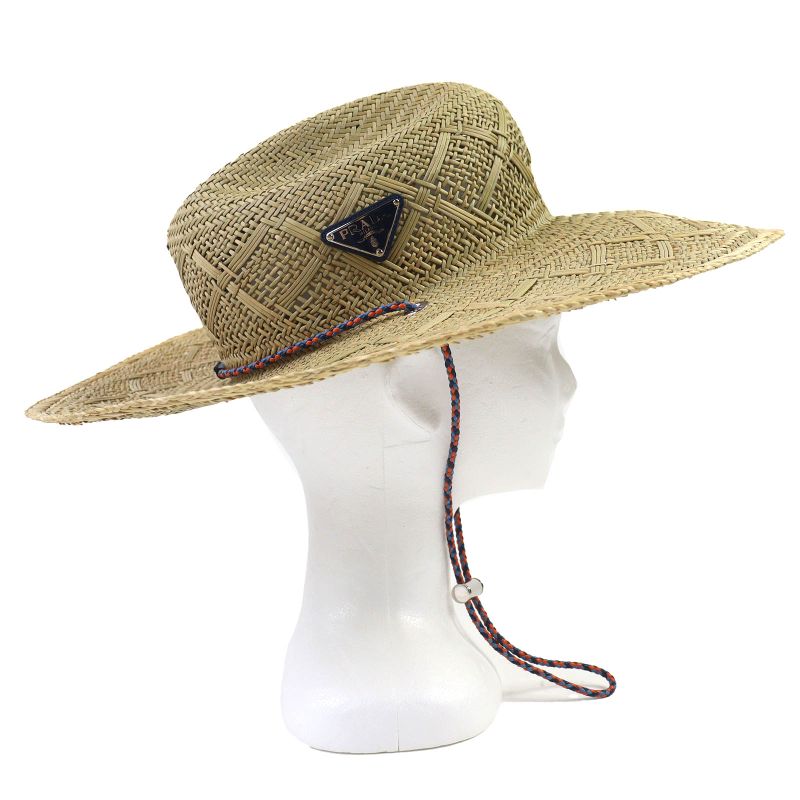 Prada 2024 2hc317 Triangle Logo Plate Triangle Logo Plate Large Straw Hat
