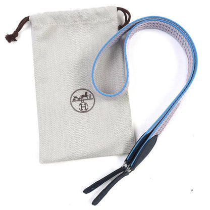 Hermes Caval Togo 25mm (0.98in) Canvas Leather Silver Hardware Shoulder Strap