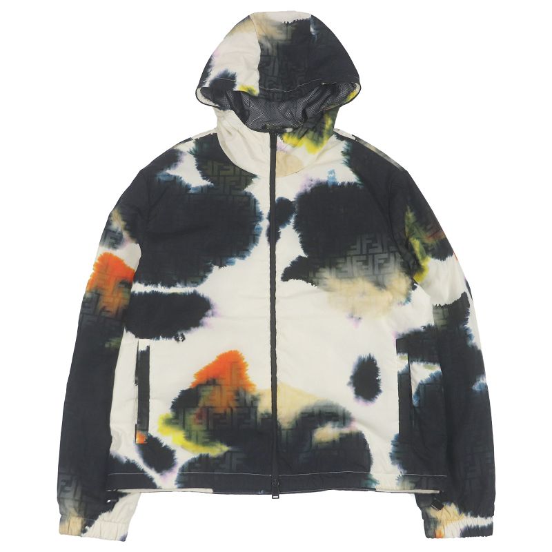 Fendi 2022 Faa888 FF Logo Zucca Paint Design Cotton Jacket Blouson Ivory 50