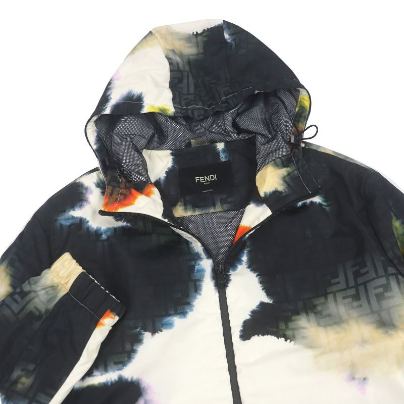 Fendi 2022 Faa888 FF Logo Zucca Paint Design Cotton Jacket Blouson Ivory 50