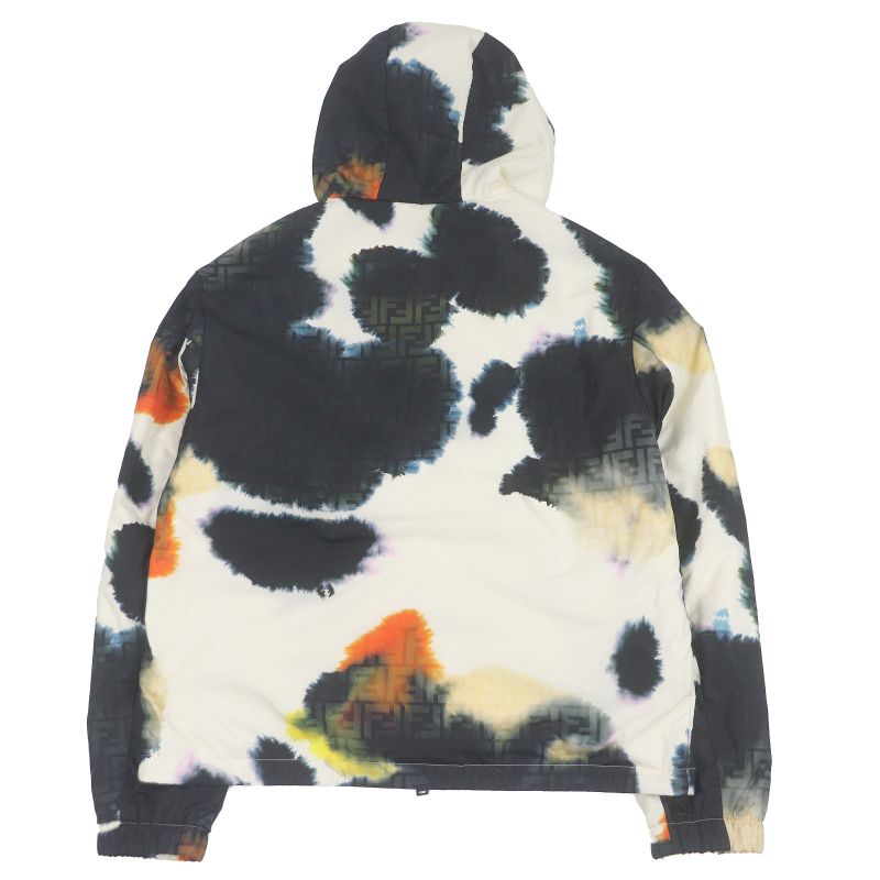 Fendi 2022 Faa888 FF Logo Zucca Paint Design Cotton Jacket Blouson Ivory 50