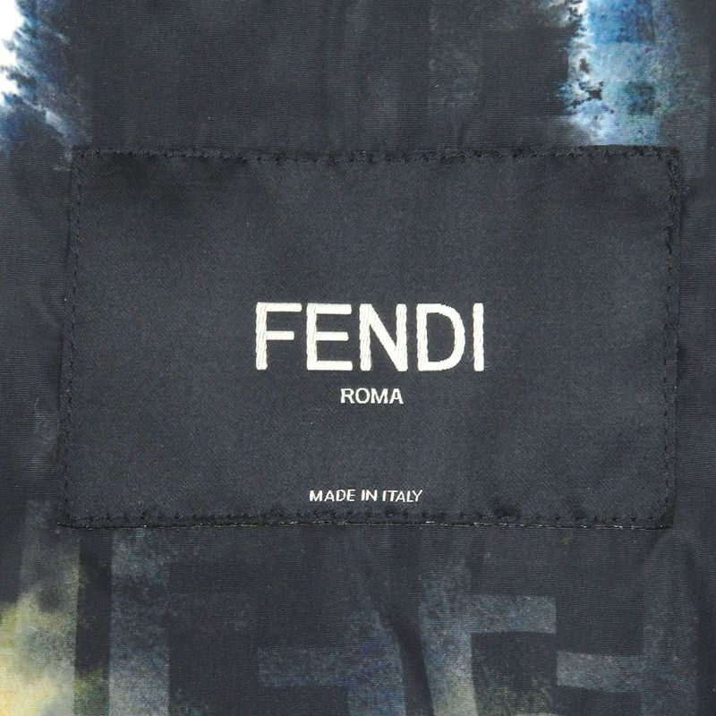 Fendi 2022 Faa888 FF Logo Zucca Paint Design Cotton Jacket Blouson Ivory 50