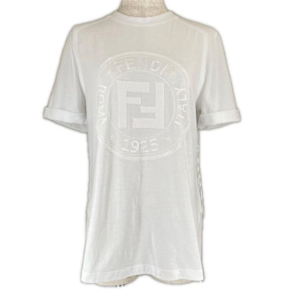 Fendi Fs7111 Zucca Pattern With Logo And Back Fringe Design Short Sleeve
