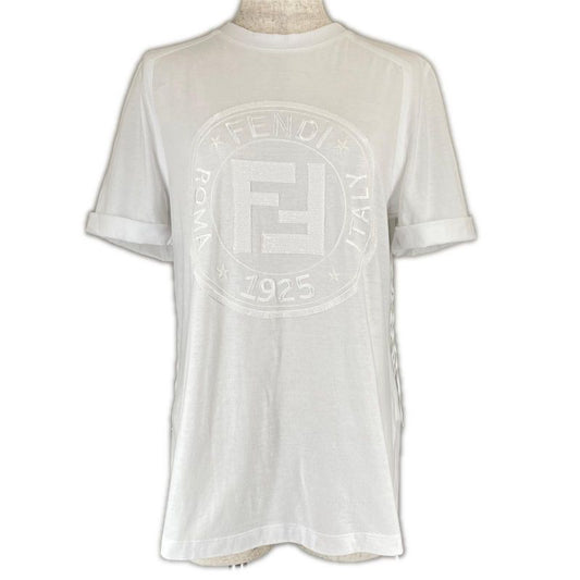 Fendi Fs7111 Zucca Pattern With Logo And Back Fringe Design Short Sleeve