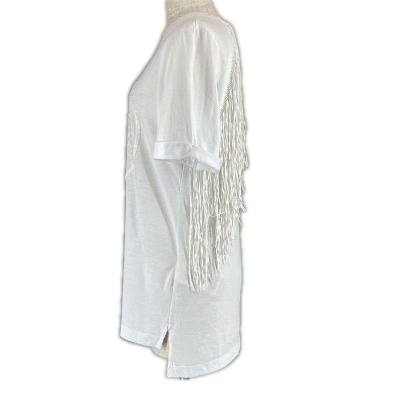 Fendi Fs7111 Zucca Pattern With Logo And Back Fringe Design Short Sleeve