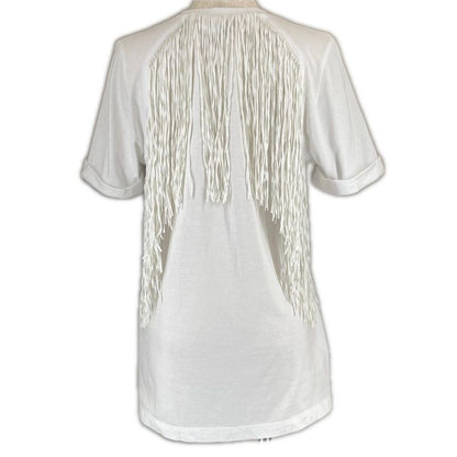 Fendi Fs7111 Zucca Pattern With Logo And Back Fringe Design Short Sleeve