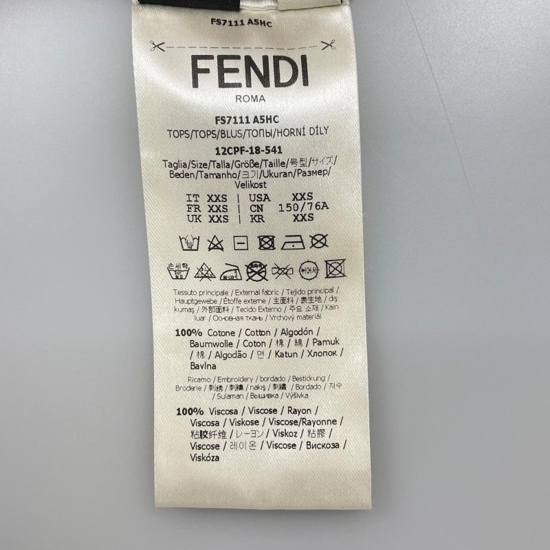 Fendi Fs7111 Zucca Pattern With Logo And Back Fringe Design Short Sleeve