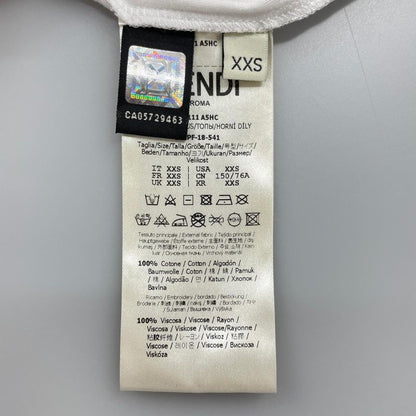 Fendi Fs7111 Zucca Pattern With Logo And Back Fringe Design Short Sleeve