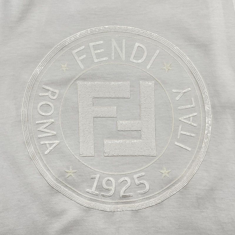 Fendi Fs7111 Zucca Pattern With Logo And Back Fringe Design Short Sleeve