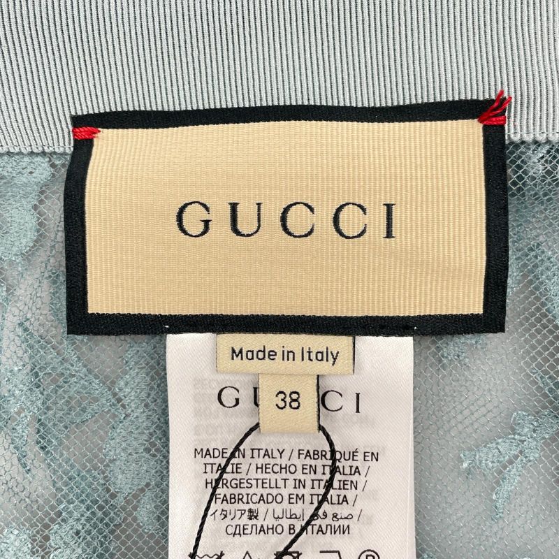 Gucci 22AW 699241 Floral Lace Asymmetrical Maxi Skirt Long Skirt Sac Blue 38