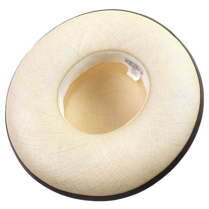 Hermes Motch Hermes 100% Panama Ribbon Leather Trim Wide Brim Straw Hat