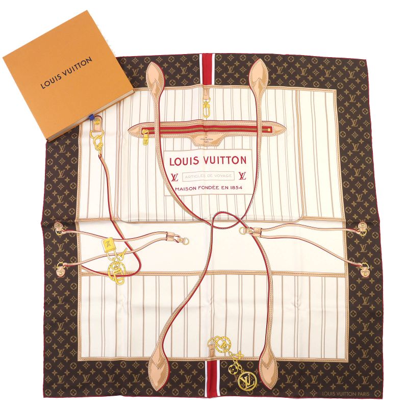 Louis Vuitton 2024 M94990 Carré 90 Neverfull Scarf 100% Silk Cles 90 X 90cm