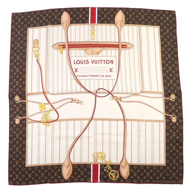 Louis Vuitton 2024 M94990 Carré 90 Neverfull Scarf 100% Silk Cles 90 X 90cm
