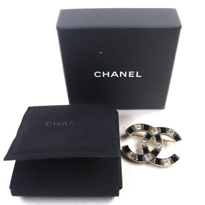CHANEL Abe829 B25C Coco Mark CC Logo Bijoux Brooch Gold Black Storage With Bag