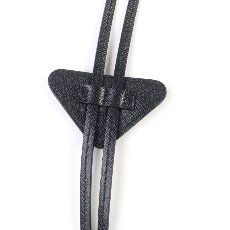 Prada 2ic027 Triangle Logo Triangle Plate Loop Tie Bolo Tie Leather Necklace