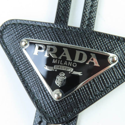 Prada 2ic027 Triangle Logo Triangle Plate Loop Tie Bolo Tie Leather Necklace