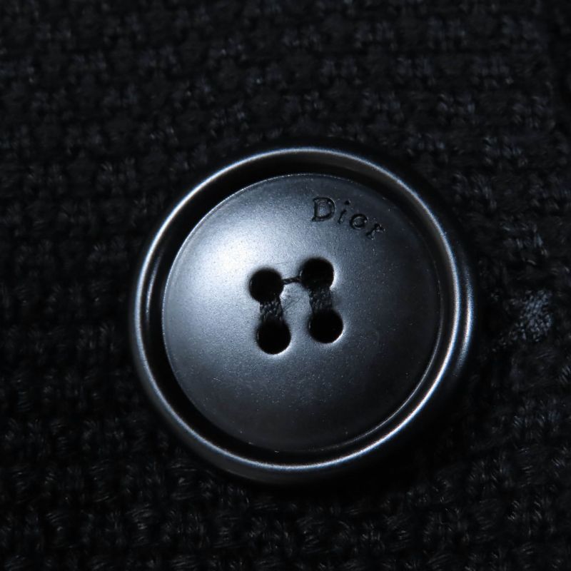 Christian DIOR 1c24801gm528 Cotton 100% Leather Use Knit Coat Black 40 Made In