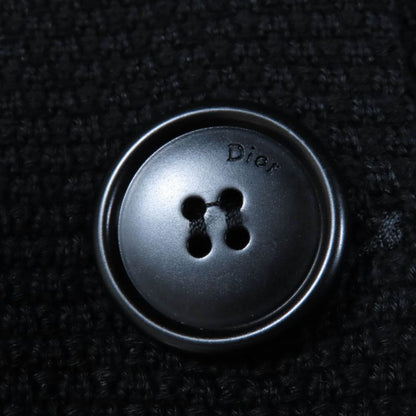 Christian DIOR 1c24801gm528 Cotton 100% Leather Use Knit Coat Black 40 Made In