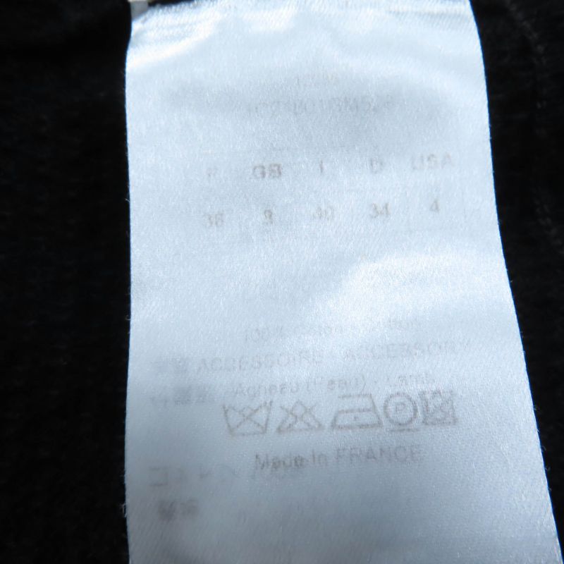 Christian DIOR 1c24801gm528 Cotton 100% Leather Use Knit Coat Black 40 Made In