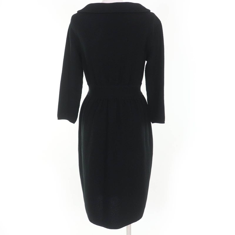 Christian DIOR 1c24801gm528 Cotton 100% Leather Use Knit Coat Black 40 Made In