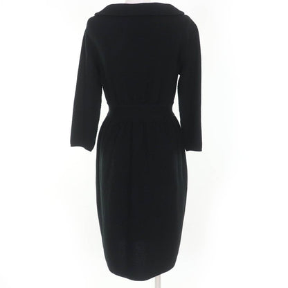 Christian DIOR 1c24801gm528 Cotton 100% Leather Use Knit Coat Black 40 Made In