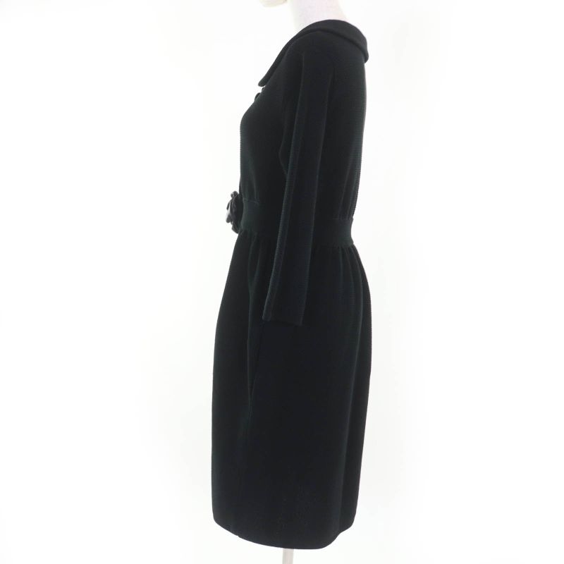 Christian DIOR 1c24801gm528 Cotton 100% Leather Use Knit Coat Black 40 Made In