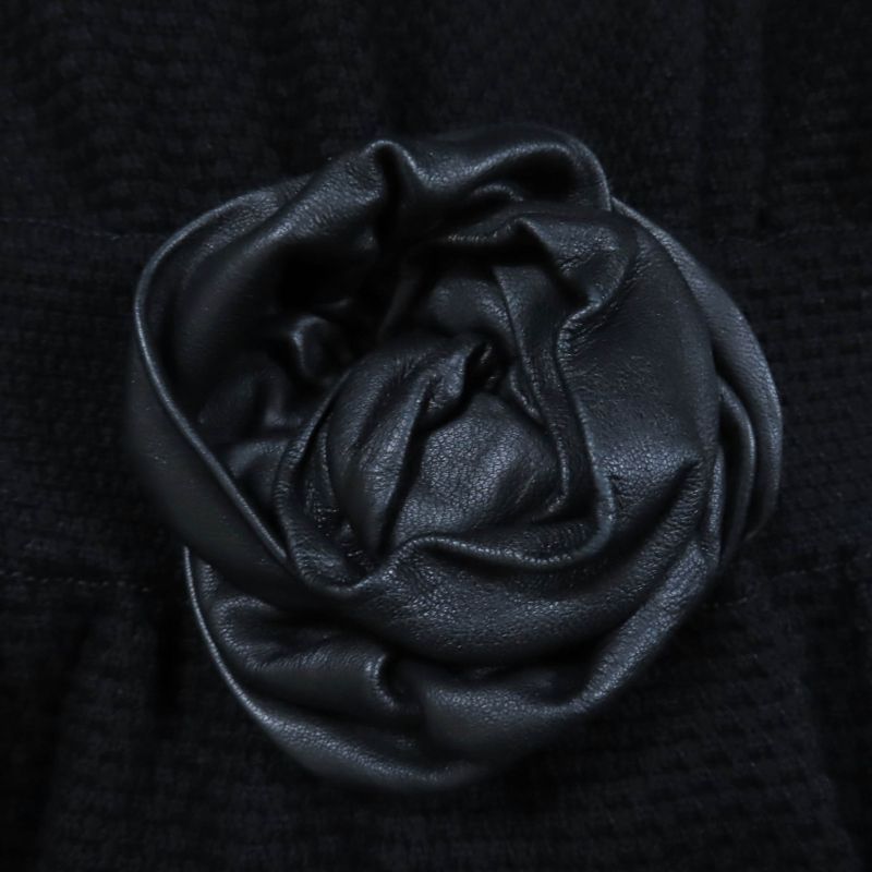 Christian DIOR 1c24801gm528 Cotton 100% Leather Use Knit Coat Black 40 Made In