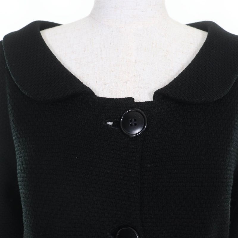 Christian DIOR 1c24801gm528 Cotton 100% Leather Use Knit Coat Black 40 Made In