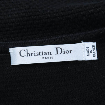 Christian DIOR 1c24801gm528 Cotton 100% Leather Use Knit Coat Black 40 Made In
