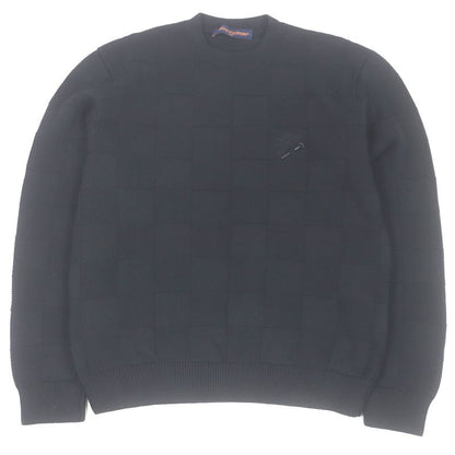 Louis Vuitton 24SS Damier Crew Neck Long Sleeve Knit Sweater Black M Made In