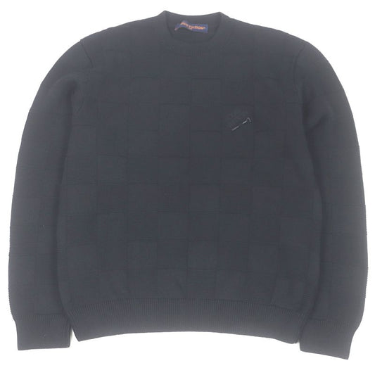Louis Vuitton 24SS Damier Crew Neck Long Sleeve Knit Sweater Black M Made In