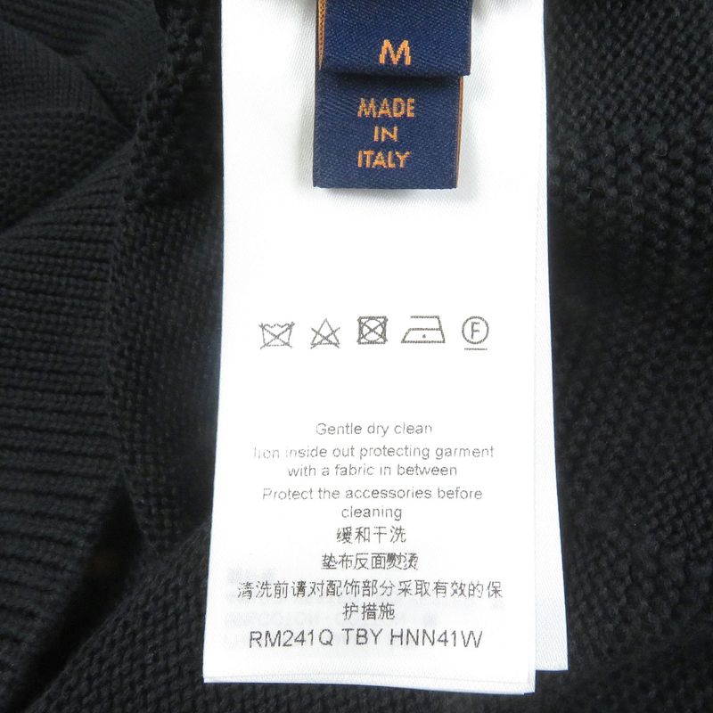 Louis Vuitton 24SS Damier Crew Neck Long Sleeve Knit Sweater Black M Made In