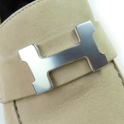 Hermes Loafer Moccasin Foble Suedeleather Silver Hardware H Logo Hardware Beige