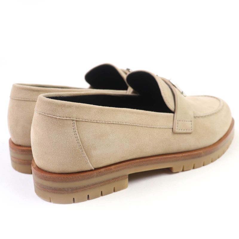 Hermes Loafer Moccasin Foble Suedeleather Silver Hardware H Logo Hardware Beige