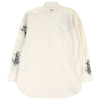 Prada 22SS Sc568 100% Cotton Tattoo Print Long Sleeve Long Sleeve Shirt Ivory