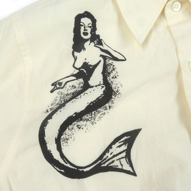 Prada 22SS Sc568 100% Cotton Tattoo Print Long Sleeve Long Sleeve Shirt Ivory