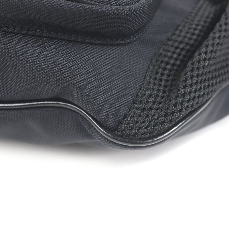 Celine 19868 Nylon Trekking Belt Bag Logo Print Body Bag Waist Pouch Black With