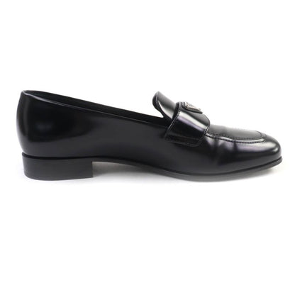 Prada 1d276n Triangle Logo Square Toe Brushed Leather Loafers Black 38 With Box