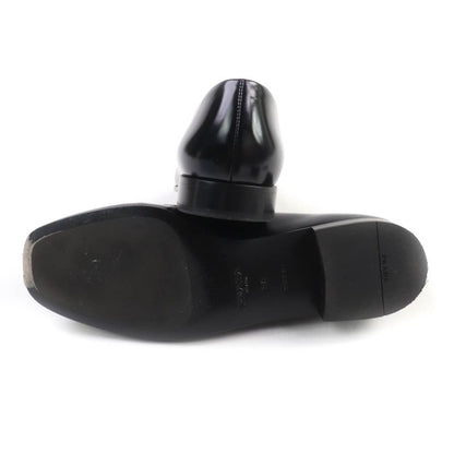 Prada 1d276n Triangle Logo Square Toe Brushed Leather Loafers Black 38 With Box