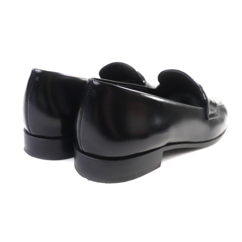 Prada 1d276n Triangle Logo Square Toe Brushed Leather Loafers Black 38 With Box