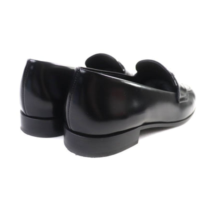 Prada 1d276n Triangle Logo Square Toe Brushed Leather Loafers Black 38 With Box