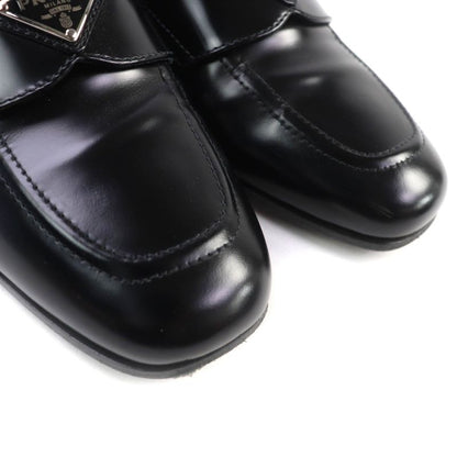 Prada 1d276n Triangle Logo Square Toe Brushed Leather Loafers Black 38 With Box