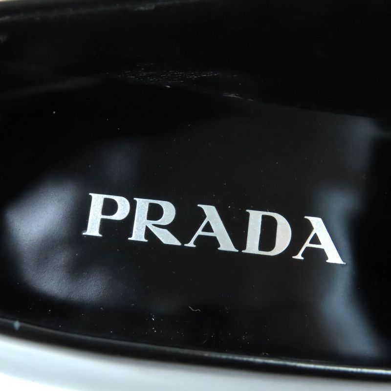 Prada 1d276n Triangle Logo Square Toe Brushed Leather Loafers Black 38 With Box