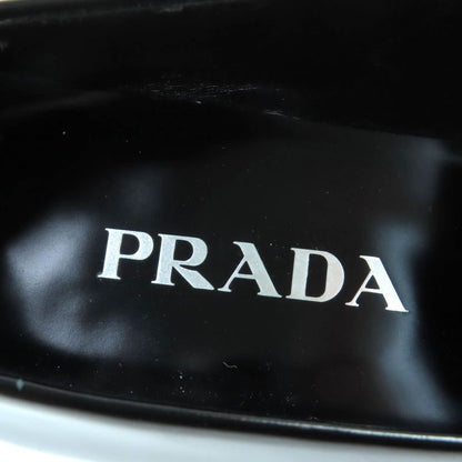 Prada 1d276n Triangle Logo Square Toe Brushed Leather Loafers Black 38 With Box