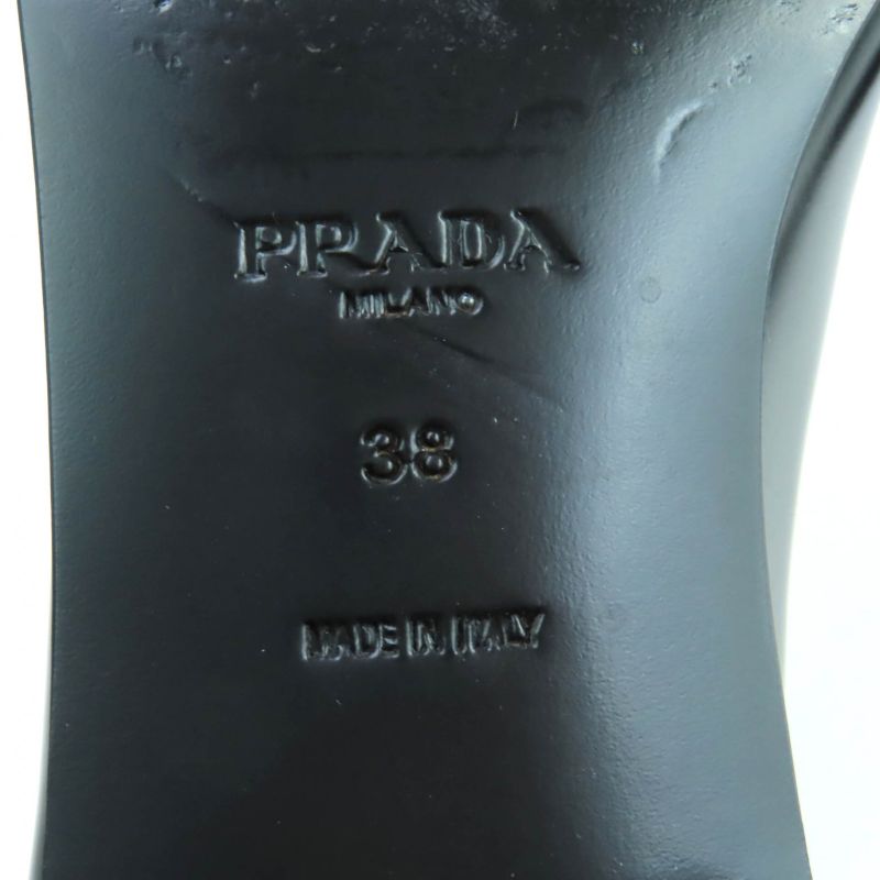 Prada 1d276n Triangle Logo Square Toe Brushed Leather Loafers Black 38 With Box