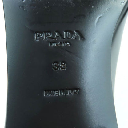 Prada 1d276n Triangle Logo Square Toe Brushed Leather Loafers Black 38 With Box